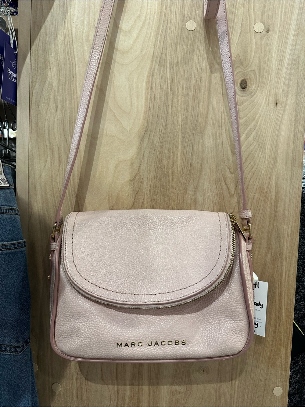 Marc Jacobs Blush Pebbled Leather Crossbody with Gold Hardware